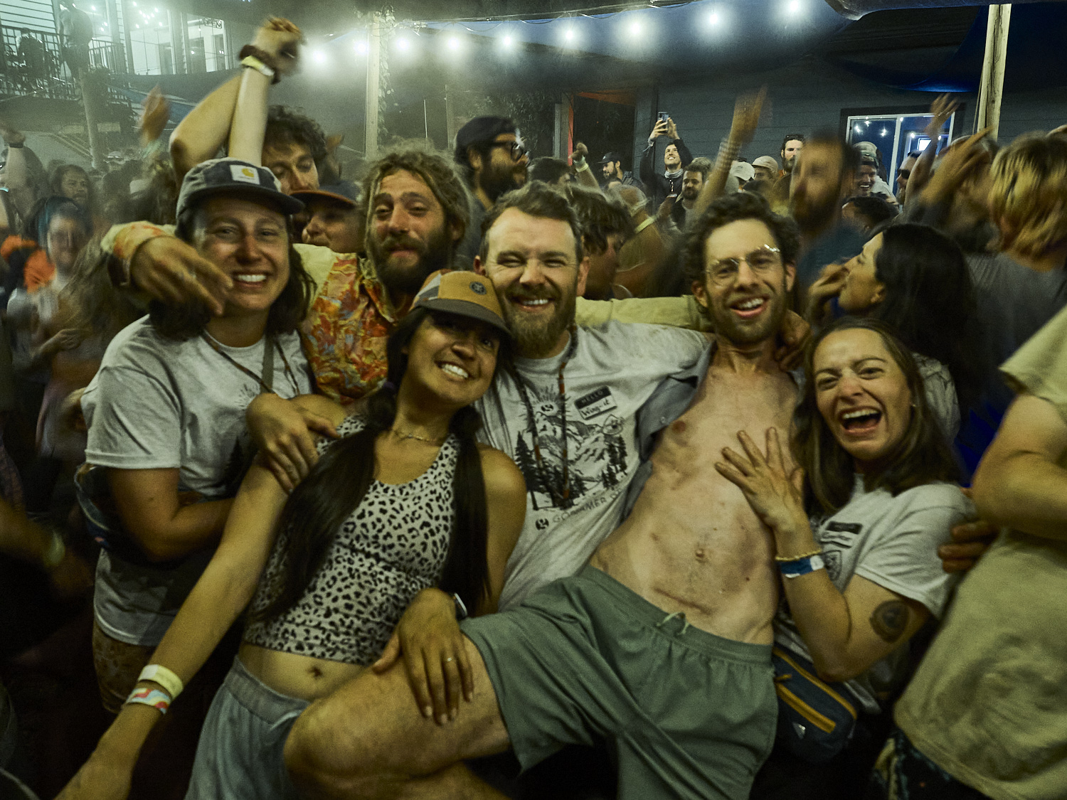 hikers having fun at a party during PCT days